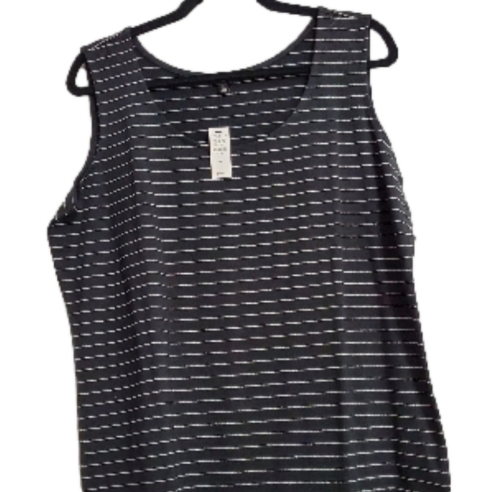 Talbots size 1X Black and silver striped tank top.  NWT.